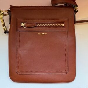 Coach Brown Crossbody Purse 8"w x 9"h